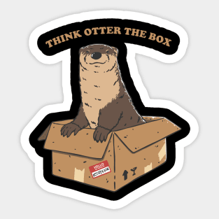 Think Otter the Box: Playful Otter Emerging from a Cardboard Bo Sticker